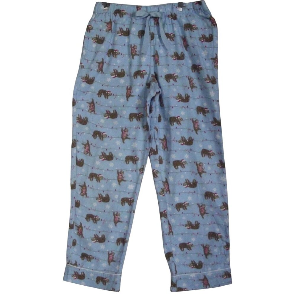 Lands End Christmas Sloth Flannel pajama Pants Womens Medium (10-12) x 30" sleep